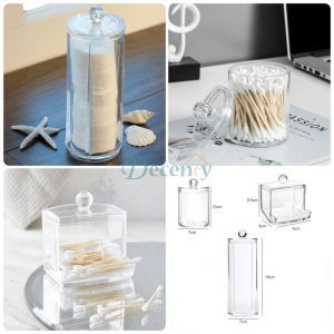 3-Piece Acrylic Cotton Bud & Swab Organizer Set