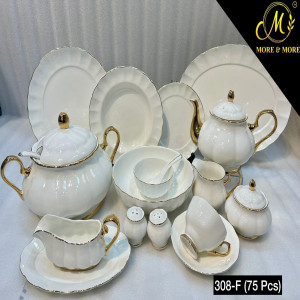 ROYAL ALBERT Dinner Set – Elegant 75 Pcs Full Crockery for 8 Persons | Premium Ceramic Tableware & Serveware Collection