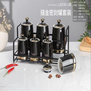7 Pcs Canister Set with Stand – Stylish Kitchen Storage Jars for Tea, Sugar, Coffee, Spices