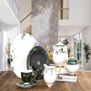 JOHANSON BROS Tea Set – 24-Piece Ceramic Set for 6 Persons | Elegant Tableware Collection