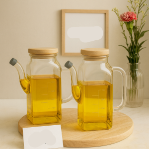 Modern Glass Oil Jug with Auto Lid – Stylish Oil Dispenser