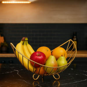 Stainless Steel Golden Fruit Basket – Modern Decorative Storage Bowl