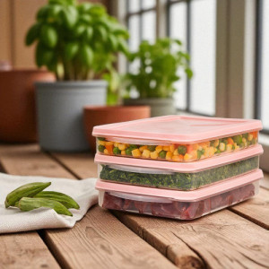 Limon 3-Piece Freezer Storage Box Set – Airtight Food Containers for Kitchen & Meal Prep | Adornia.pk