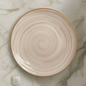 Danny Home BeigeSpiral Dinner Plate – Minimalist Ceramic Elegance