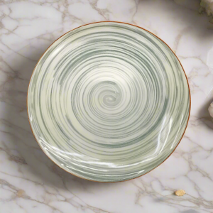 Danny Home Rustic Swirl Dinner Plate – Ceramic with Natural Spiral Pattern