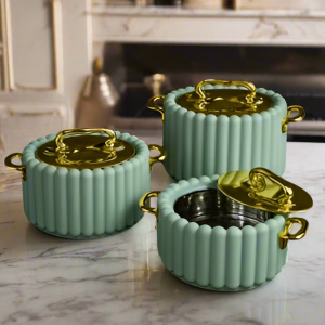 Elegantia Quilted Hotpot Set – 3-Piece Premium Insulated (Green)