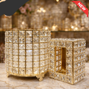 LUXE GOLD CRYSTAL BIN & TISSUE BOX SET