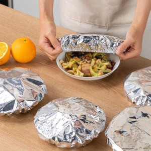 PACK OF 30 FOOD GRADE ALUMINUM FOIL COVERS – REUSABLE FOOD INSULATION & STORAGE LIDS FOR COOKING AND KITCHEN USE