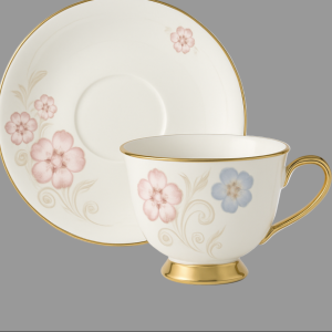 Premium 12-Piece Tea Cup & Saucer Set | Floral Pattern with Gold Rim for Home & Dining