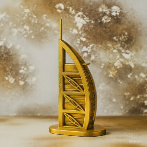 Luxury Table Decor Show Piece Burj Al Arab Gold Architectural Model