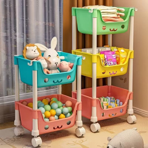 Multipurpose 3-Tier Cute Rolling Storage Trolley