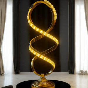 Modern Warm Golden Spiral LED Lamp