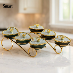 Premium Luxury 3 Ceramic Hert Shaped Serving Tray With Lids