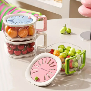 2 In 1 Fruit Strainer Container With Lid