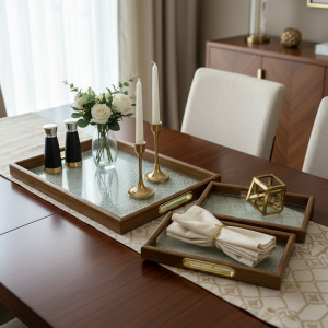 3-Piece Transparent-Look Serving Tray Set