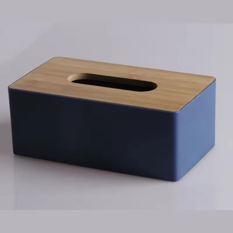Modern Tissue Box Holder With Bamboo Lid