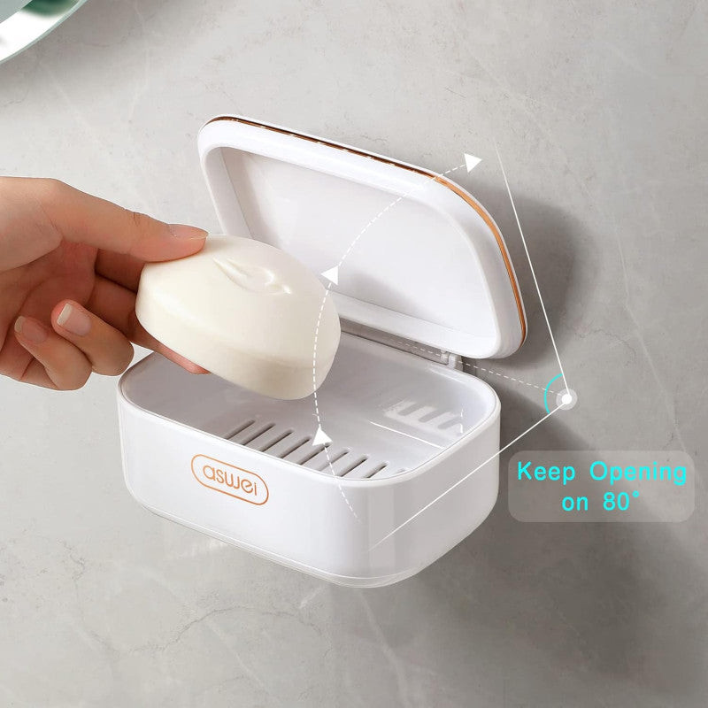 Wall Mounted Soap Holder Dish Tray With Lid