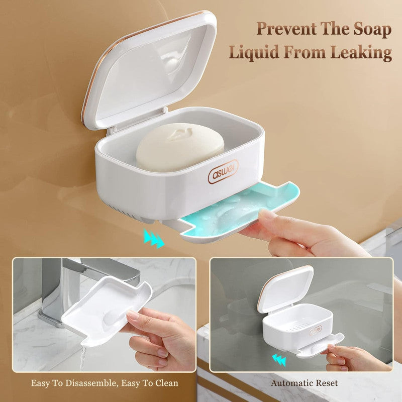 Wall Mounted Soap Holder Dish Tray With Lid