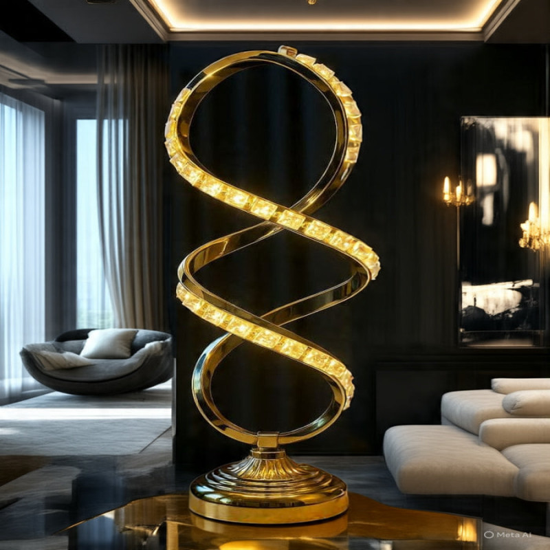 Modern Warm Golden Spiral LED Lamp