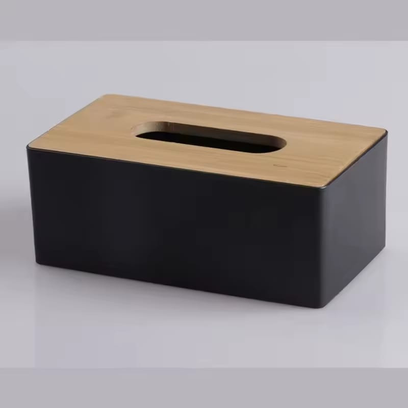 Modern Tissue Box Holder With Bamboo Lid