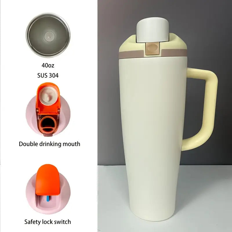 Vacuum Insulated Tumbler with Handle Double-Wall Thermal Cup 40oz/1200ml