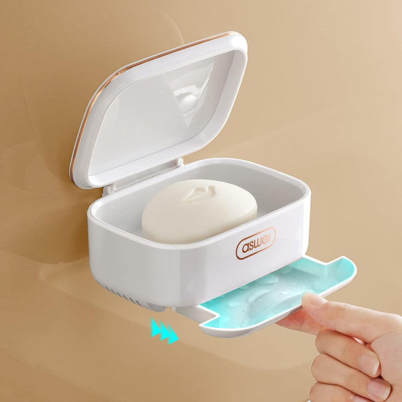 Wall Mounted Soap Holder Dish Tray With Lid