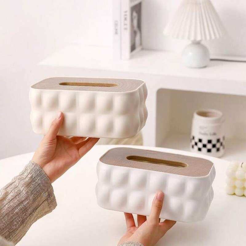 Nordic Modern Tissue Box With Wooden Lid