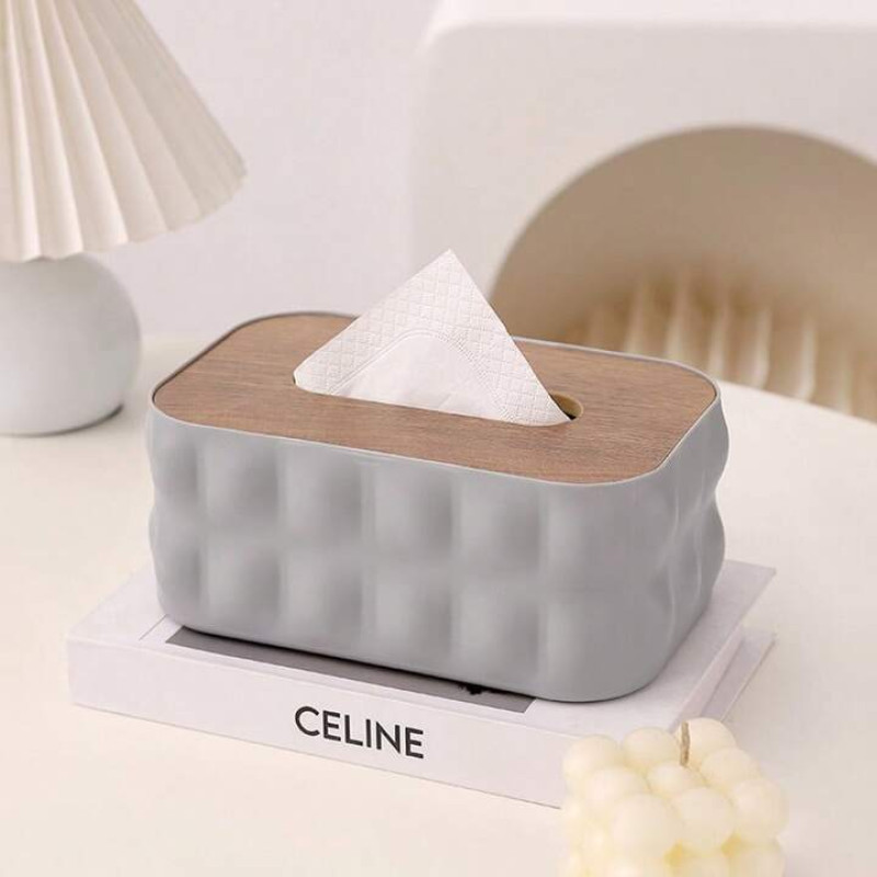 Nordic Modern Tissue Box With Wooden Lid