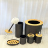 Premium Black 6-Piece Bathroom Kit – Bamboo Accent Bathroom Accessories