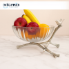Luxury glass fruit bowl with silver bird stand for villa dining tables