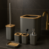 Luxury Grey 6-Piece Bathroom Accessories Set – Elegant Bathroom Organizer