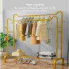 Double Pole Clothing Rack Freestanding Coat Hanger, Clothes Hanging Rails with Lower Storage Shelf