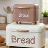 Bread Stock Storage Containter Rubber Wood Handle Set of 2