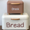 Bread Stock Storage Containter Rubber Wood Handle Set of 2