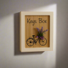 Rustic Wooden Keys Box with Bicycle & Lavender Design