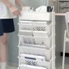 1pc Movable Bookshelf with Wheels Plastic Multilayer Capacity Desk Organizer Table Side Storage Basket Cart for School Classroom Home (6 Layer)