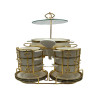 Soup Set With Gold Stand (White)