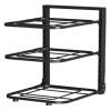 1pc Adjustable 3-Tier Black Stainless Steel Pot Rack - Space-Saving Kitchen Organizer with Multi-Shelved Storage Solution, Ideal for Home & Restaurant