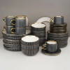 Porcelain Dark Grey  Lining Dinner Set – 32 Pieces | Elegant Ceramic Tableware
