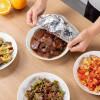 PACK OF 30 FOOD GRADE ALUMINUM FOIL COVERS – REUSABLE FOOD INSULATION & STORAGE LIDS FOR COOKING AND KITCHEN USE