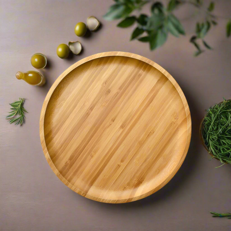 WILMAX England Wooden Round Plate – 30.5 cm | Premium Wooden Serving Plate